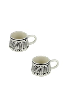 Kupa Bardak Seramik Siyah Çizgili Desenli 2'li Set 200 Ml Kupa Bardak Seramik Siyah Çizgili Desenli 2'li Set 200 Ml