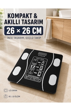 180 Kg Akıllı Cam Tartı Bluetooth Vücut Yağ Kas Su Ve Bmı Ölçüm Destekli Baskül Siyah 180 Kg Akıllı Cam Tartı Bluetooth Vücut Yağ Kas Su Ve Bmı Ölçüm Destekli Baskül Siyah