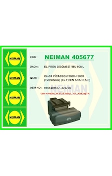Neıman 405677 El Fren Düğmesi / Butonu C4-c4 Picasso-p3008-p5008 Turuncu El Fren Anahtarı 9666405677-470706 -