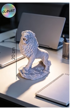 Hediyelik 3 Boyutlu Aslan Figürlü Masa Üstü Biblo Obje 3d Filamet Merger Grisi 1 Adet