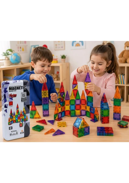 Kutulu 70 Parça Mini 3,75cm Manyetik Yapı Blokları Travel Set