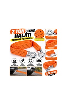 2 Ton 2,60 Metre Polyester Araç Çekme Halatı Vidalı Kancalı Oto Kurtarma Çeki Halatı - 926986511