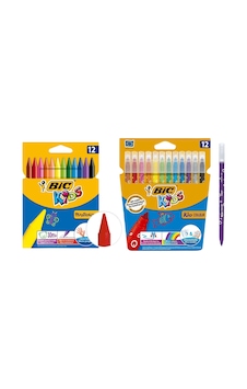 Bic Kids 2'li Boya Seti - 12'li Keçeli Kalem ve Silinebilir Pastel Boya Bic Kids 2'li Boya Seti - 12'li Keçeli Kalem ve Silinebilir Pastel Boya