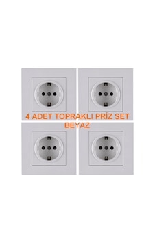 Arvia Karen Topraklı Priz Beyaz - Çerçeve Dahil 4 Adet Arvia Karen Topraklı Priz Beyaz - Çerçeve Dahil 4 Adet