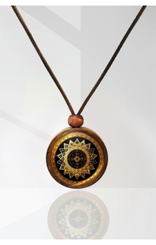 Arabesk Motif Ahşap Kolye N11.4390 Kahverengi