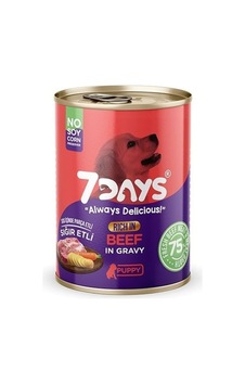 4 Adet 7 Days Tahılsız Taze Sığır Etli Soslu Yavru Köpek Konservesi 415 Gr