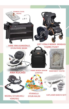 Turhanbebe Bebeğinizin Tüm İhtiyaçları Lüx Bebek Çeyiz Seti Optima Aktif Baby Siyah