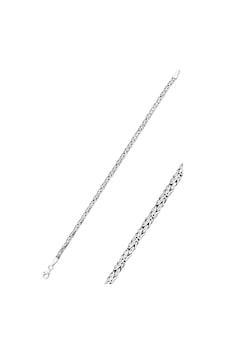 Gümüş Ezme Yassı Model Erkek Kral Bileklik 3,8 Mm Gümüş Ezme Yassı Model Erkek Kral Bileklik 3,8 Mm