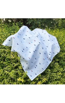 Müslin Örtü 75x85 Ağız Bezi Hediyeli Mavi - Gri