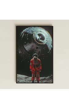 Ay Yüzeyinde Kırmızı Astronot Ve Uzay Modülü Temalı Pleksi Tablo Ay Yüzeyinde Kırmızı Astronot Ve Uzay Modülü Temalı Pleksi Tablo