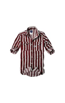 Gulf Bird Slim Fit Likralı Esnek Kumaş Çift Cep Kot Gömlek -- Bordo- Çizgili-- Renkli Gulf Bird Slim Fit Likralı Esnek Kumaş Çift Cep Kot Gömlek -- Bordo- Çizgili-- Renkli