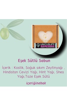 Unicuslife% 100 Saf Doğal Eşek Sütlü Sabun, Katkısız, Soğuk İşlem, El Yapımı İçeriğinebak 100 Gr Unicuslife% 100 Saf Doğal Eşek Sütlü Sabun, Katkısız, Soğuk İşlem, El Yapımı İçeriğinebak 100 Gr