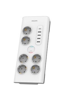 Philips SPN7060WA/62 6'lı 5 USB'li 2 M Anahtarlı Akım Korumalı Priz Philips SPN7060WA/62 6'lı 5 USB'li 2 M Anahtarlı Akım Korumalı Priz