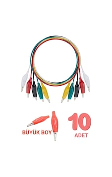 Büyük Boy Krokodil Test Kablosu 45-50cm - 10 Adet Timsah Ağız