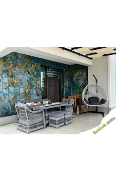 Alveno Tekstil Scollection Rattan Bahçe Mobilyası, Balkon Mobilyası Tek Kişilik Salincak Hediyedir Kahverengi