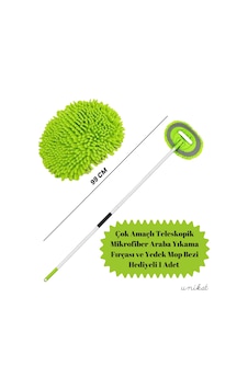 Çok Amaçlı Teleskopik Mikrofiber Araba Yıkama Fırçası Yedek Mop Bezli 1 Adet Saplı Ve Ele Geçirmeli Kullanım Yeşil Çok Amaçlı Teleskopik Mikrofiber Araba Yıkama Fırçası Yedek Mop Bezli 1 Adet Saplı Ve Ele Geçirmeli Kullanım Yeşil