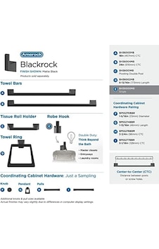 Amerock Bh36000mb Mat Siyah Tekli Bornoz Kancası 3-9/16 İnç 90 Mm Uzunluk Havluluk Blackrock Banyo İçin Havlu Kancası Banyo Donanımı Banyo Aksesuarları