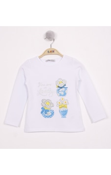 Toontoy Kids Toontoy Kız Çocuk Papatya Vazo Baskılı T-shirt Beyaz Toontoy Kids Toontoy Kız Çocuk Papatya Vazo Baskılı T-shirt Beyaz
