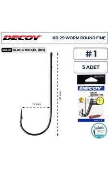Decoy Kr-29 Worm Round Fine Tırnaklı Delikli Olta İğnesi Bn 1 5 Adet Standart Decoy Kr-29 Worm Round Fine Tırnaklı Delikli Olta İğnesi Bn 1 5 Adet Standart