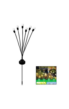 Emka Max-5472 Solar Led Bahçe Çit & Yol Aydınlatma 66cm Ateş Böceği Çiçek, Metal Çubuklu, 2 Adet