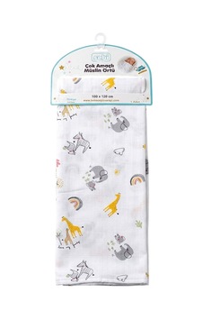 Sebi Bebe Çok Amaçlı Müslin Örtü 100x120 CM Gri - Ekru Sebi Bebe Çok Amaçlı Müslin Örtü 100x120 CM Gri - Ekru