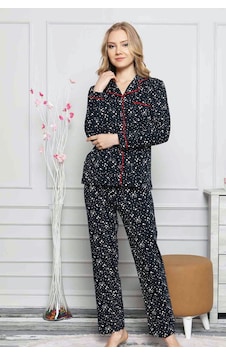 Alimer Lacivert Kadın Önden Düğmeli Uzun Kollu Pijama Takım EDY2536UK-L Lacivert Alimer Lacivert Kadın Önden Düğmeli Uzun Kollu Pijama Takım EDY2536UK-L Lacivert