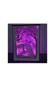 Özel Tasarım 8 Katmanlı Ahşap Dekoratif Ressam Gece Lambası Pembe - 738559961 Pembe