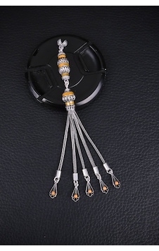 Encili Silver 925 Ayar Gümüş Özel Tasarım Beş Sallantılı Sarı Mineli Tesbih Püskülü Encili Silver 925 Ayar Gümüş Özel Tasarım Beş Sallantılı Sarı Mineli Tesbih Püskülü