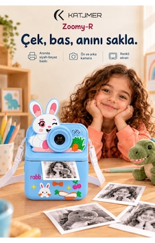 Kj/zm-003 Zoomy-r Tavşan Figürlü Anında Baskılı Çocuk Fotoğraf Makinesi, Çift Kamera, 2,4 İnç Ekran, 1080p Video, 3+ Yaş Mavi Kj/zm-003 Zoomy-r Tavşan Figürlü Anında Baskılı Çocuk Fotoğraf Makinesi, Çift Kamera, 2,4 İnç Ekran, 1080p Video, 3+ Yaş Mavi