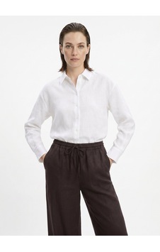 Fabrika Beyaz Kadın %100 Keten Gömlek F6sl-gml0092 Fabrika Beyaz Kadın %100 Keten Gömlek F6sl-gml0092