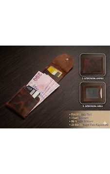 Aldorya %100 Hakiki Crazy Deri Minimalist Akıllı Cüzdan Fonksiyonel Ve Şık Tasarım Unisex Taba