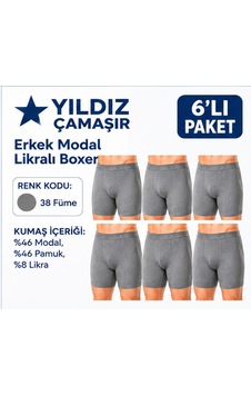 Yıldız Çamaşır Erkek Modal Likralı Boxer 36-37-38-39-40-41-42 - 6 Adet Füme Yıldız Çamaşır Erkek Modal Likralı Boxer 36-37-38-39-40-41-42 - 6 Adet Füme