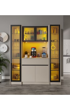 Lora Maxi Kum Beji Komple Mdf Led Aydınlatmalı Kahve Köşesi Lora Maxi Kum Beji Komple Mdf Led Aydınlatmalı Kahve Köşesi