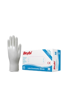 Beybi Beyaz Lateks Pudralı 100 Adet Tek Kullanımlık Eldiven