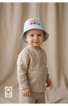 Minory Baby - %100 Pamuk Ayarlanabilir Bebek Şapkası 0-1 Yaş Bej Bej