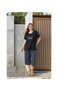 Aydoğan Kadın %95 Viskon %5 Esnek Kısa Kol Kapri Büyük Beden Lacivert Pijama Takımı -8251 Aydoğan Kadın %95 Viskon %5 Esnek Kısa Kol Kapri Büyük Beden Lacivert Pijama Takımı -8251
