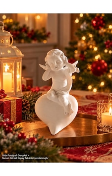 Dekoratif Melek Biblo Kalp Üzerinde Oturan Beyaz Melek Figürlü Hediyelik Süs 15x9 Cm Dekoratif Melek Biblo Kalp Üzerinde Oturan Beyaz Melek Figürlü Hediyelik Süs 15x9 Cm