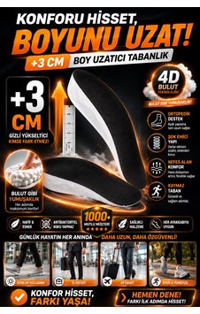 3 Cm Boy Uzatıcı Tabanlık Gizli Topuk Yükseltici Tam Boy Iç Taban Rahat Ve Dayanıklı