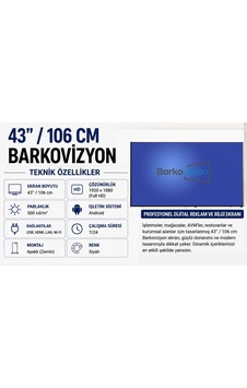43" 106 Cm Barkovizyon Ekran Androıd Wıfı Endustriel