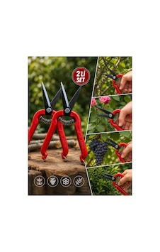 2 Li Set Profesyonel Budama Makası Keskin Çelik Bıçaklı, Yaylı Sistem, Ergonomik Bahçe Makası 2 Li Set Profesyonel Budama Makası Keskin Çelik Bıçaklı, Yaylı Sistem, Ergonomik Bahçe Makası
