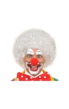 Beyaz Renk Kıvırcık Afro Bonus Peruk Saç Ve Kırmızı Sünger Burun Seti Çok Renkli Beyaz Renk Kıvırcık Afro Bonus Peruk Saç Ve Kırmızı Sünger Burun Seti Çok Renkli