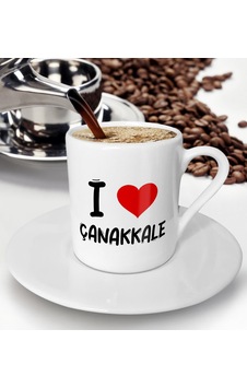 BK Gift I Love Çanakkale Tasarımlı Türk Kahvesi Fincanı - Model 1 BK Gift I Love Çanakkale Tasarımlı Türk Kahvesi Fincanı - Model 1