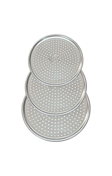 3'lü Set Lüx Delikli Pizza Tepsisi Lahmacun Pide Tepsisi 28-32-36 Cm Krom Krom 3'lü Set Lüx Delikli Pizza Tepsisi Lahmacun Pide Tepsisi 28-32-36 Cm Krom Krom