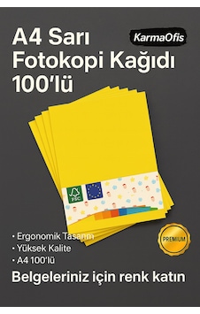 Sarı Renk A4 Fotokopi Kağıdı 100'lü Yüksek Kalite Sarı Renk A4 Fotokopi Kağıdı 100'lü Yüksek Kalite