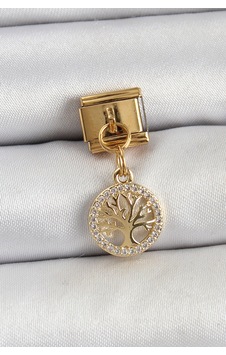 316l Çelik Sallantılı Zirkon Taşlı Hayat Ağacı Model Gold Renk Nomination Charm Altın 316l Çelik Sallantılı Zirkon Taşlı Hayat Ağacı Model Gold Renk Nomination Charm Altın