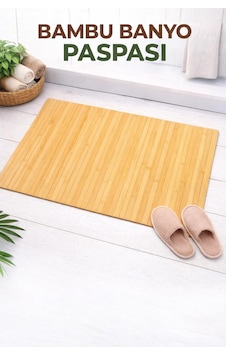 Bambu Kaydırmaz Tabanlı Banyo Paspası/ Matı Katlanabilir Koku Yapmaz Paspas 70 45 Cm Kahverengi