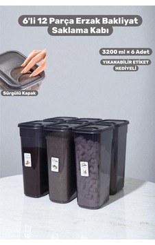 6'lı 12 Parça 3200 Ml Erzak Ve Bakliyat Saklama Kabı Seti Hava Geçirmez Kapaklı Mutfak Düzenleyici Gri - 750758782 Gri 6'lı 12 Parça 3200 Ml Erzak Ve Bakliyat Saklama Kabı Seti Hava Geçirmez Kapaklı Mutfak Düzenleyici Gri - 750758782 Gri