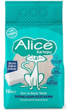 Alice Kartopu İnce Taneli Kedi Kumu/Beyaz Sabun Kokulu 10 L