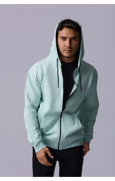Defys Defy S Erkek Oversize Kapüşonlu Fermuarlı Cepli Sweatshirt Su Yeşili - 527577758 Su Yeşili
