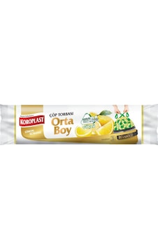 Koroplast Güçlü Büzgülü Çöp Torbası Limon Kokulu Orta Boy 15'li Koroplast Güçlü Büzgülü Çöp Torbası Limon Kokulu Orta Boy 15'li